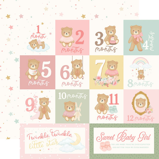 Carta Bella - Little Lullabies Baby Girl - Months Journaling Cards