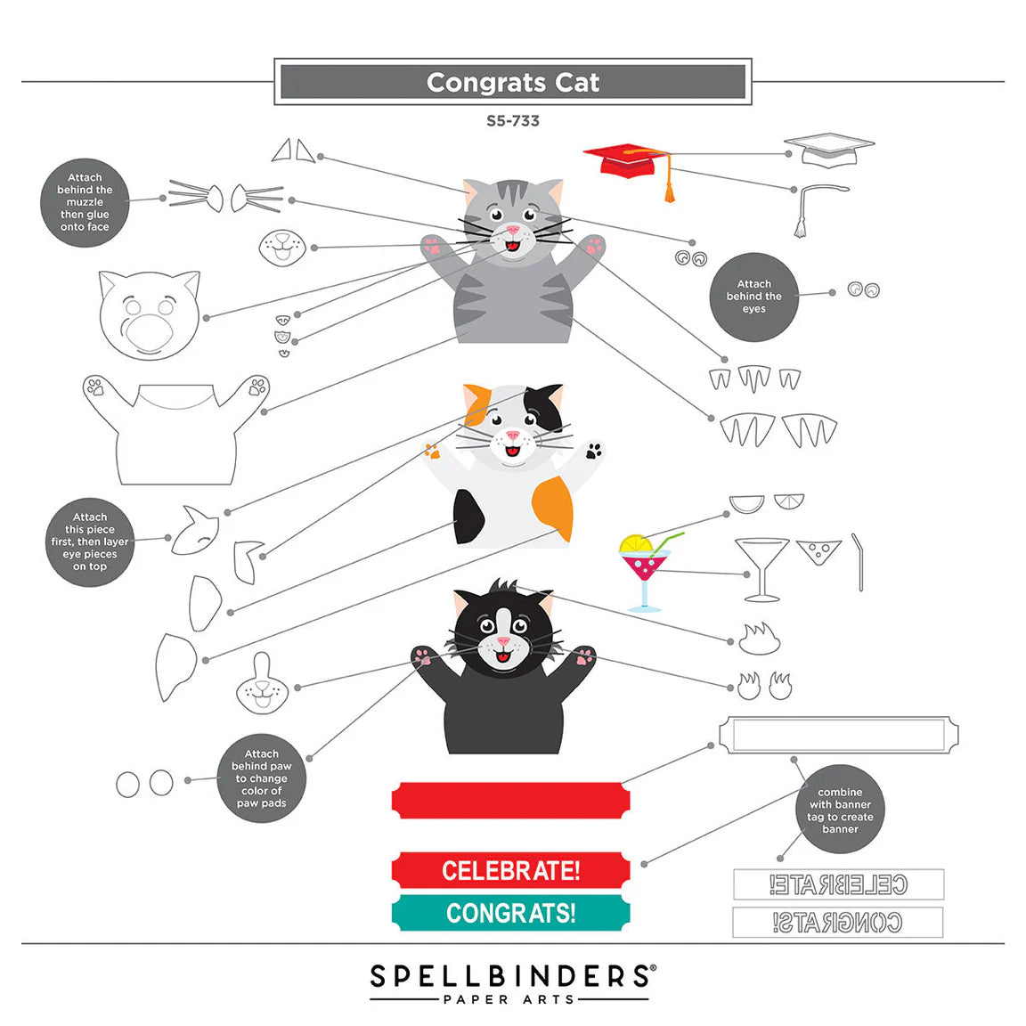 Spellbinders - Cutting Dies by Simon Hurley - Congrats Cat