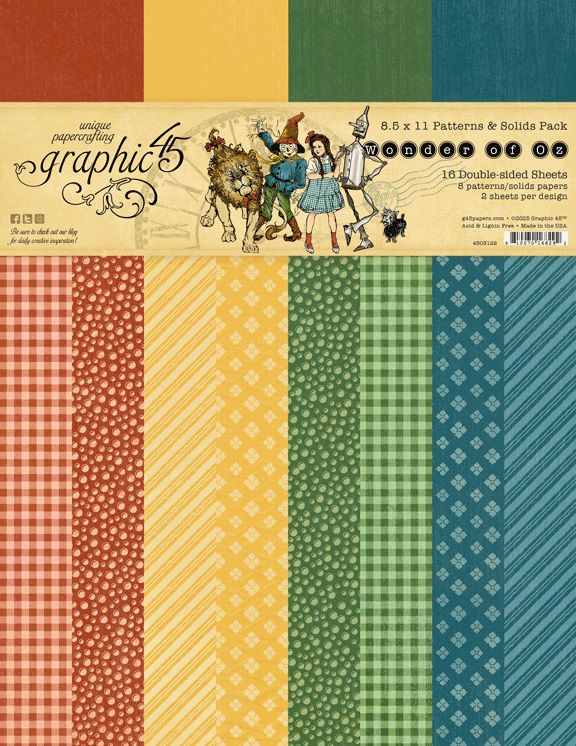 Graphic 45 - Wonder of Oz - 8.5x11 Patterns & Solids Pack