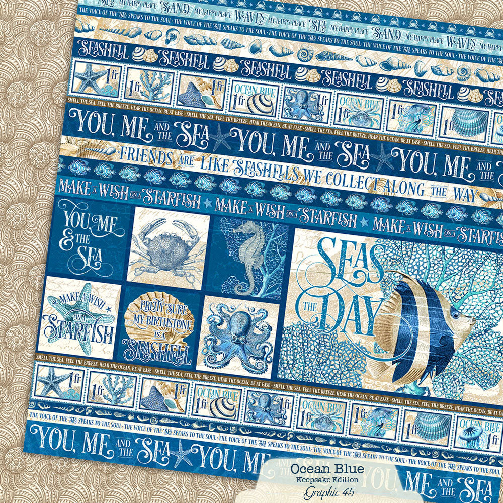 Graphic 45 - Keepsake Kit with Exclusive Metal Die-Set - Ocean Blue