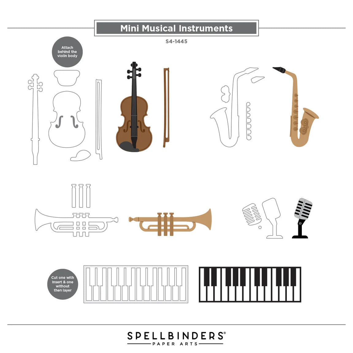 Spellbinders - Cutting Dies - Mini Musical Instruments