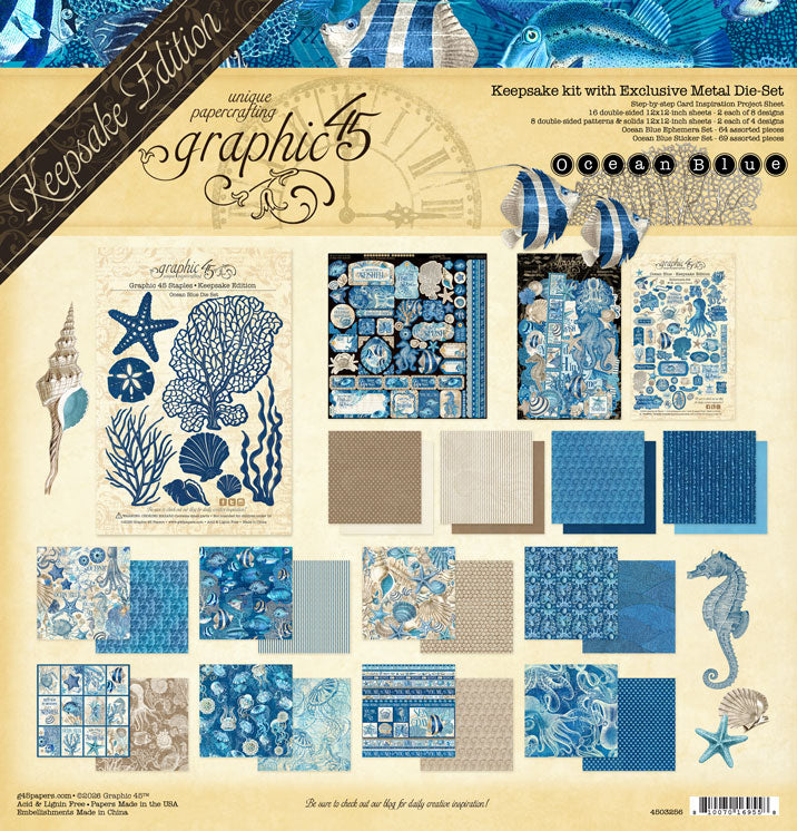 Graphic 45 - Keepsake Kit with Exclusive Metal Die-Set - Ocean Blue