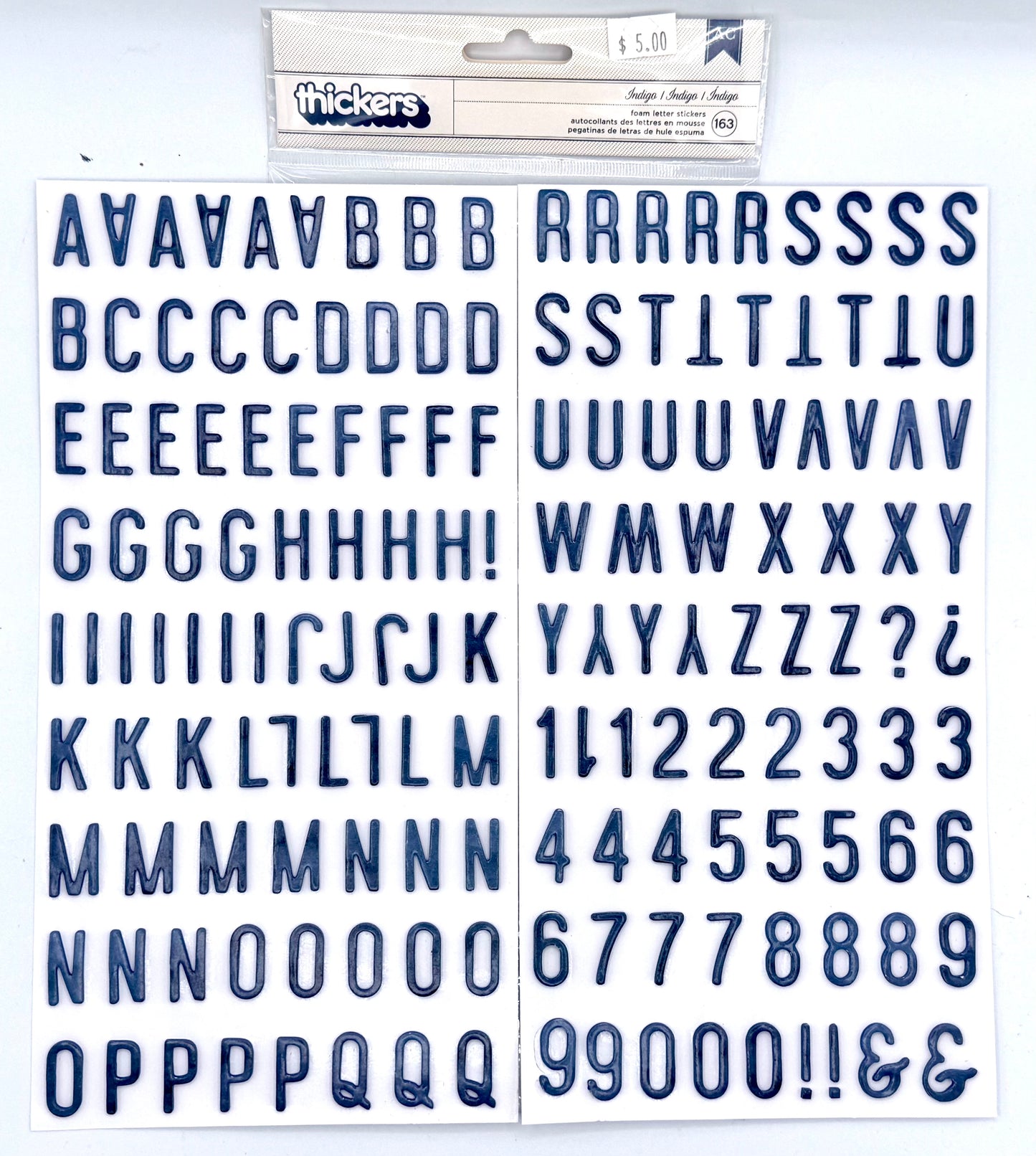 American Crafts - Thickers Letter Stickers - Indigo