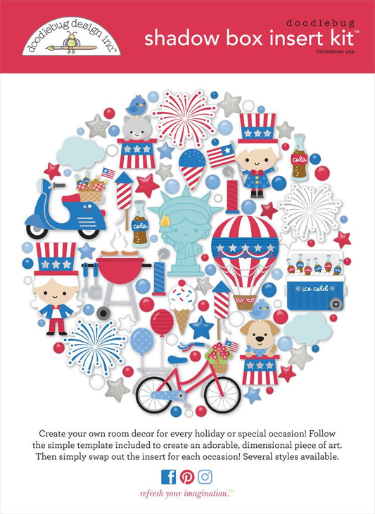 Doodlebug - Shadow Box Insert Kit - Hometown USA