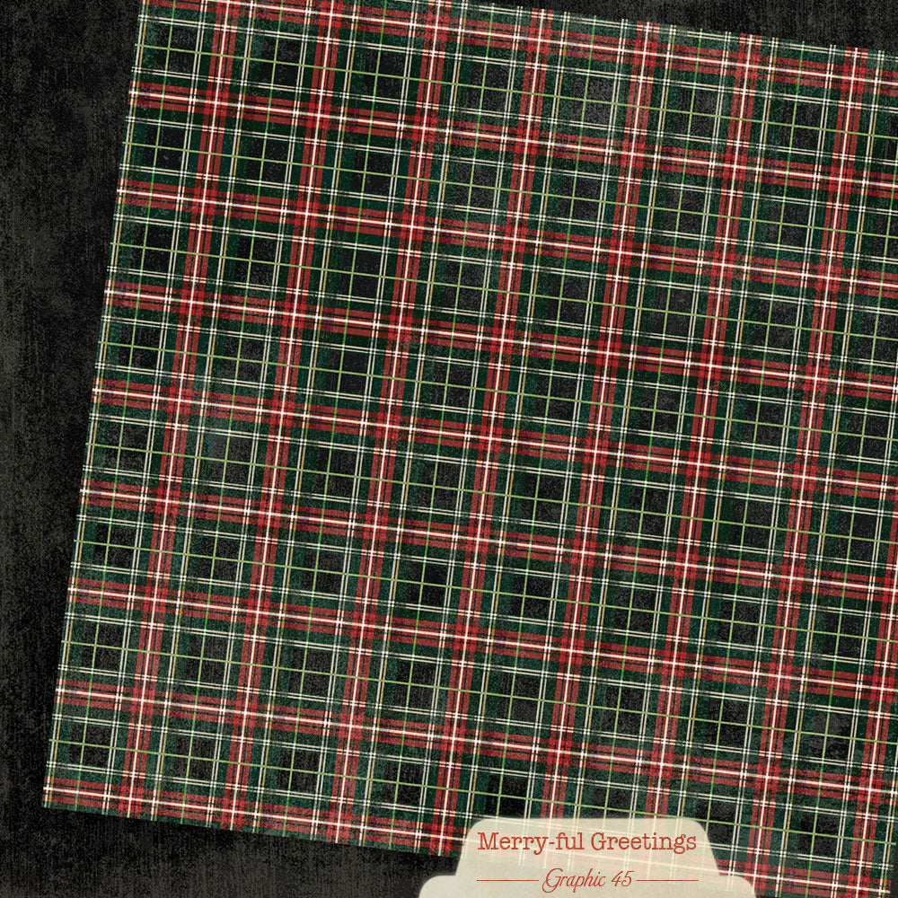 Graphic 45 - 12x12 Plaids, Stripes & Solids Pack - Merry-ful Greetings