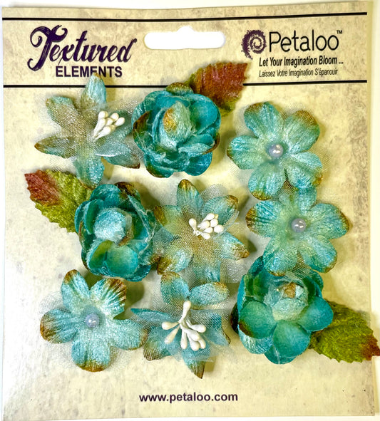 Petaloo - Mixed Textured Mini Blossoms - Teal