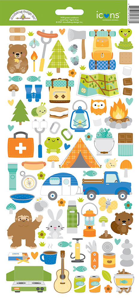 Doodlebug - Icons Cardstock Stickers - Great Outdoors