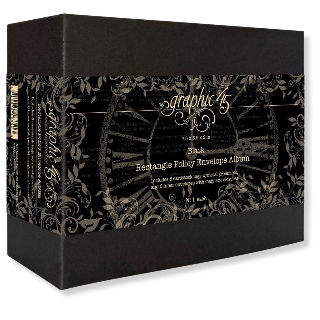 Graphic 45 - Rectangle Policy Envelope Album - Black