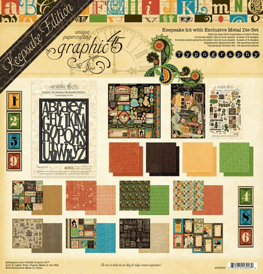 Graphic 45 - Keepsake Kit with Exclusive Metal Die-Set - Typography