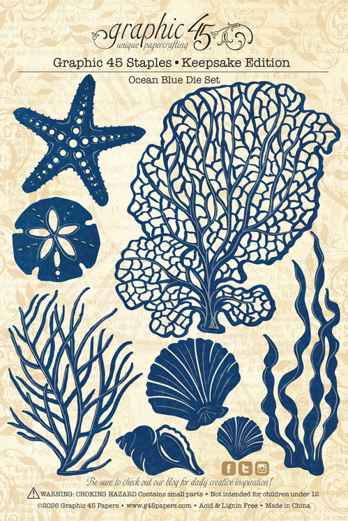 Graphic 45 - Keepsake Kit with Exclusive Metal Die-Set - Ocean Blue
