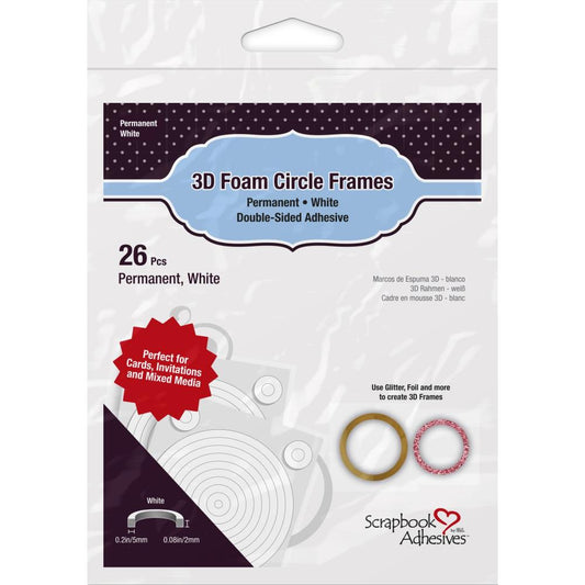 Scrapbook Adhesives - 3D Foam Circle Frames - White