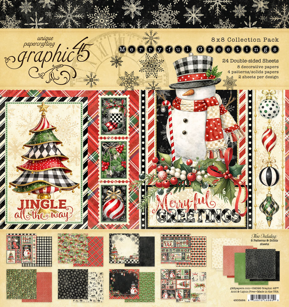 Graphic 45 - 8x8 Collection Pack - Merry-ful Greetings