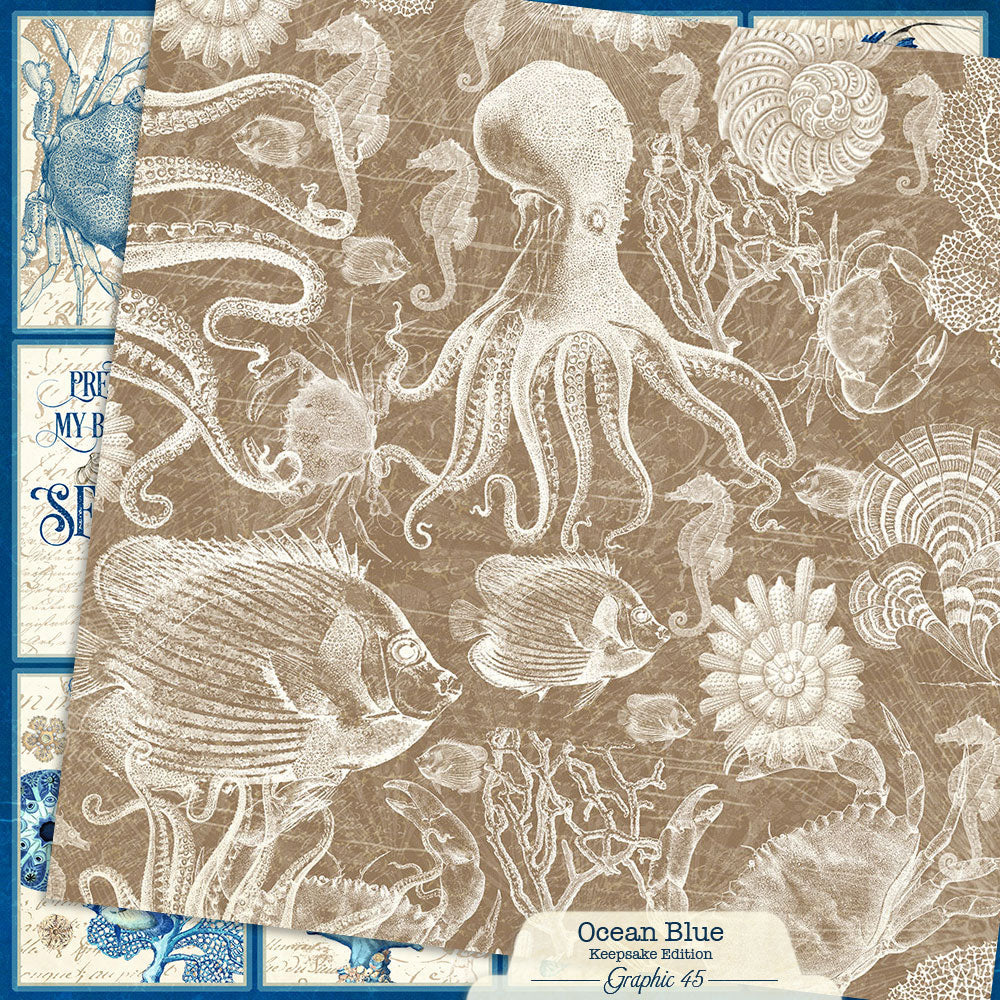 Graphic 45 - Keepsake Kit with Exclusive Metal Die-Set - Ocean Blue