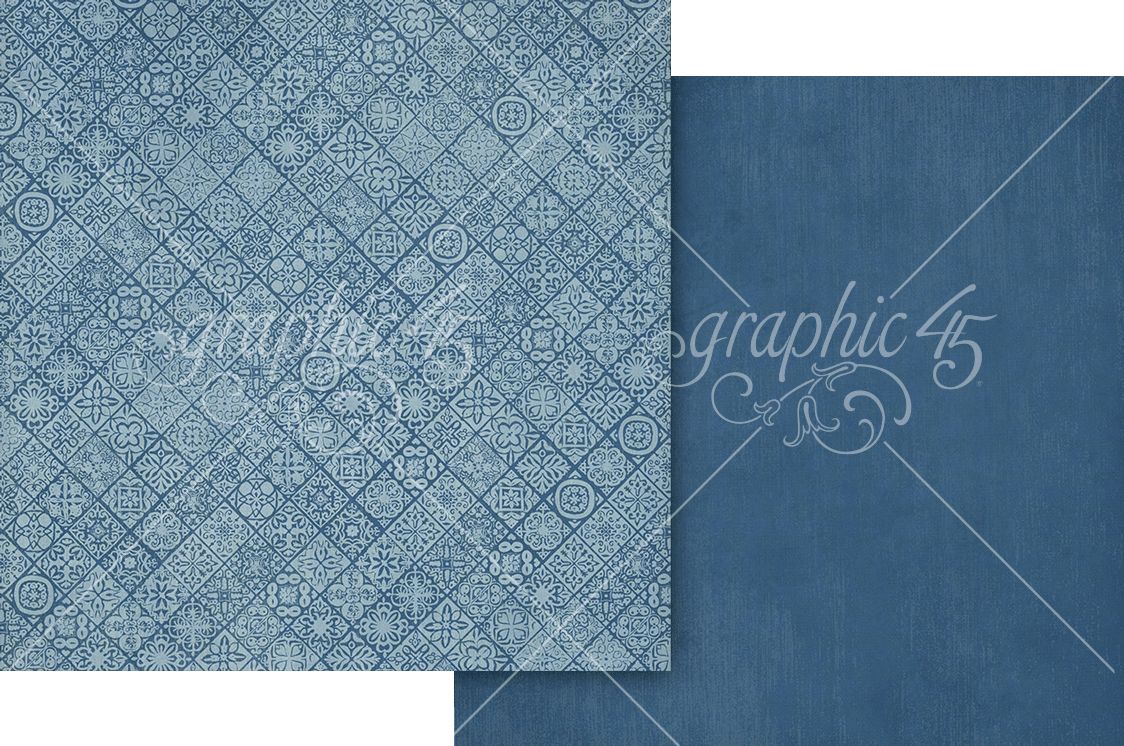 Graphic 45 - Scenic Route - Ultramarine Blue Pattern & Solid Sheet