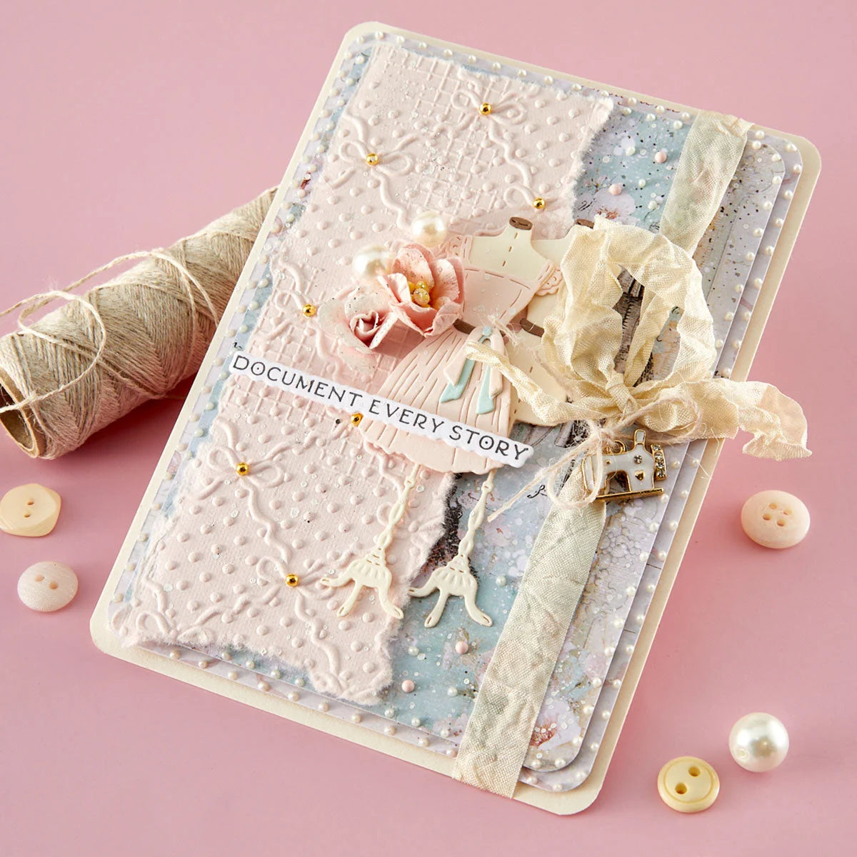 Spellbinders - 3D Embossing Folder - Ribbons & Seams