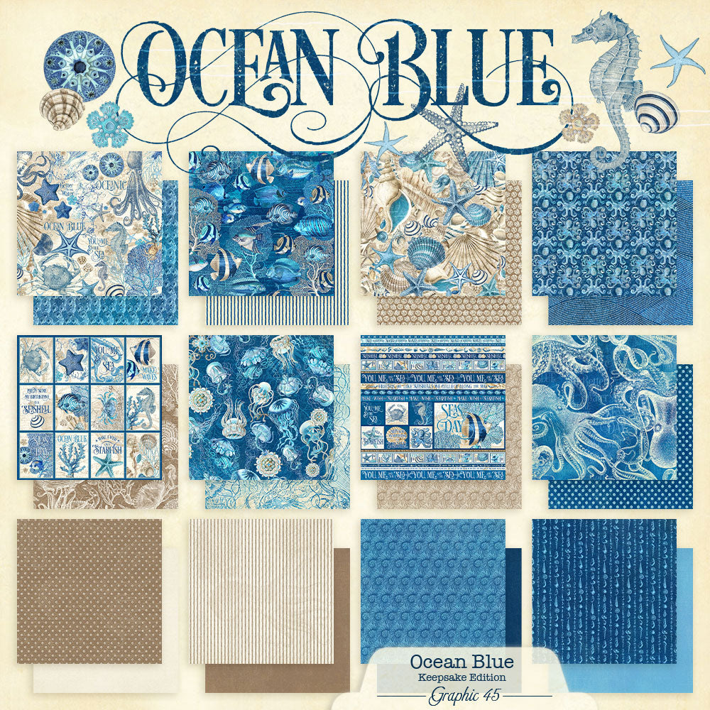 Graphic 45 - Keepsake Kit with Exclusive Metal Die-Set - Ocean Blue