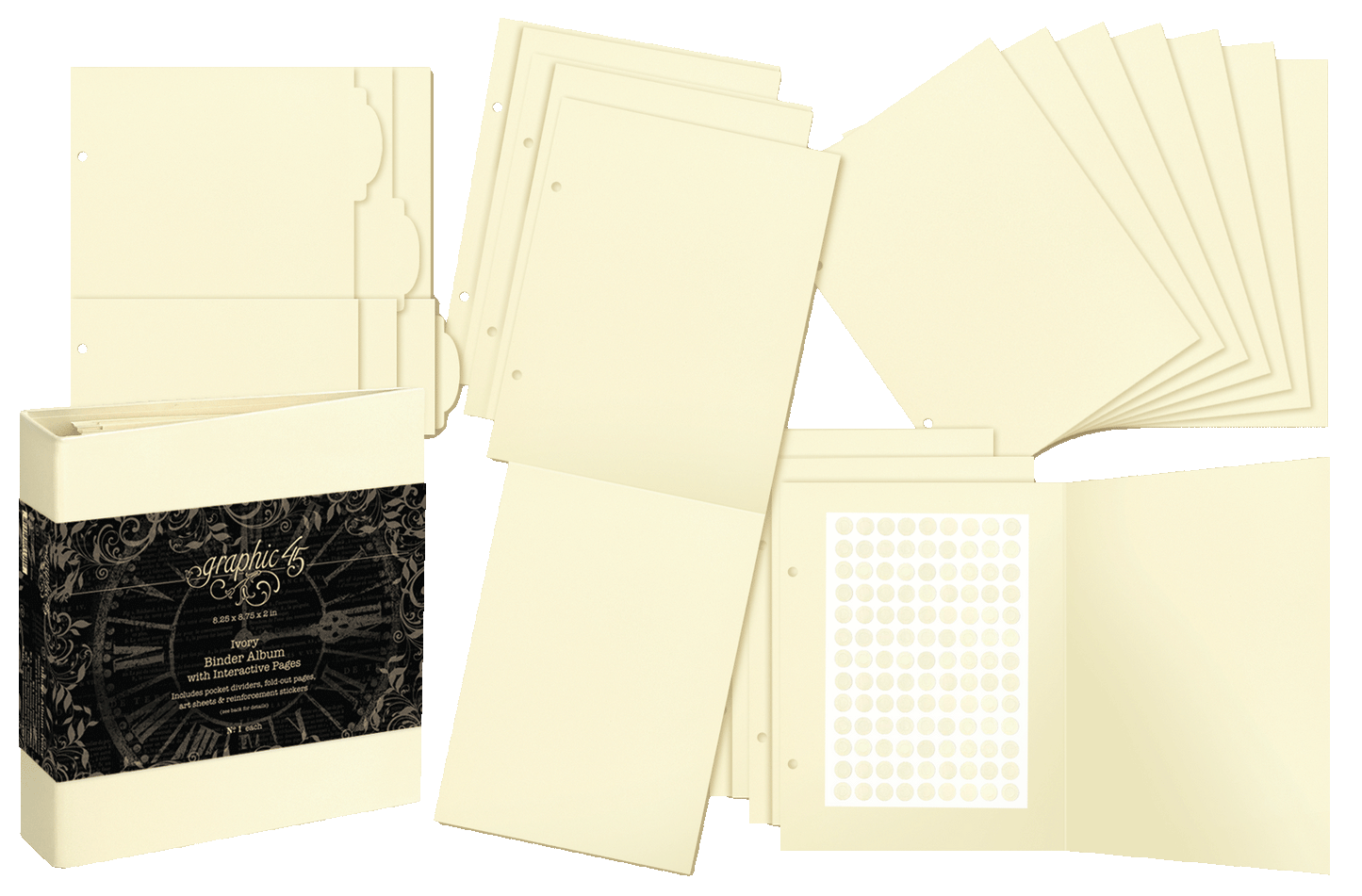 Graphic 45 - Binder Album with Interactive Pages - Ivory