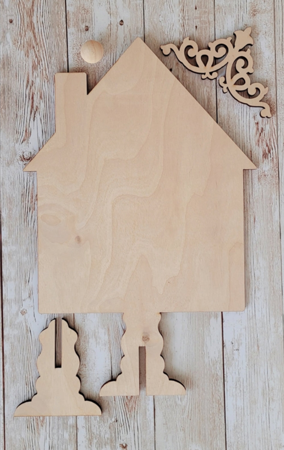 Clear Scraps - 3D Wood House Stand with Embellishment