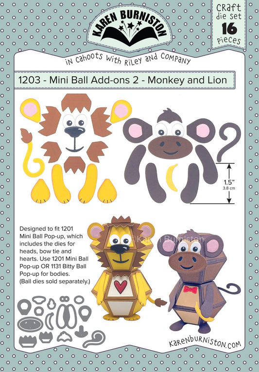 1203 Karen Burniston - Mini Ball Add On 2 - Lion & Monkey