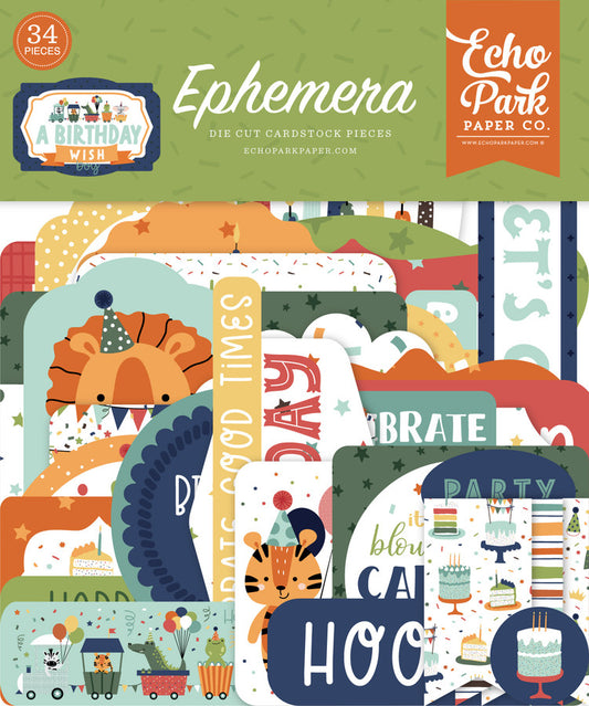 Echo Park - Ephemera Cardstock Pieces - A Birthday Wish Boy
