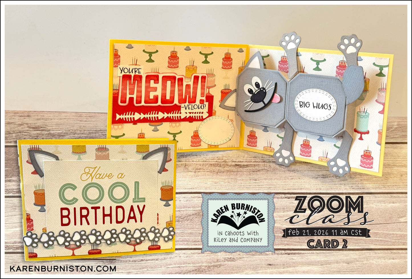 Karen Burniston - Card Kits - Cat Birthday Pop-up Card