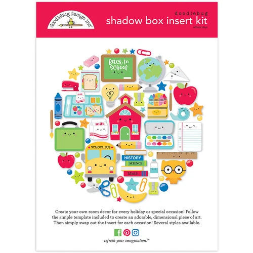 Doodlebug - Shadow Box Insert Kit - School Days