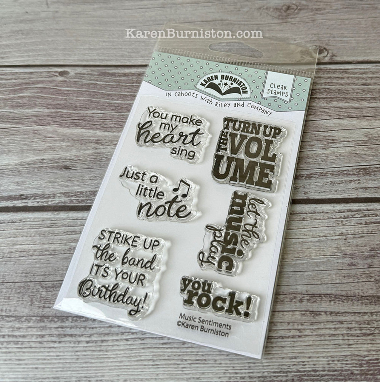 Karen Burniston - Clear Stamps - Music Sentiments
