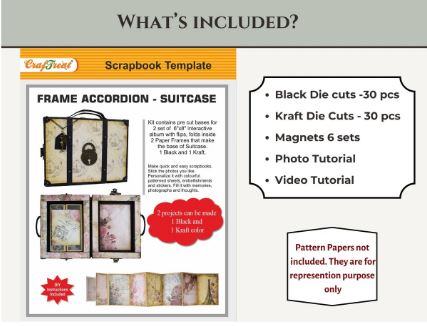 Craftreat - Scrapbook Blanks - Frame Accordion Suitcase - Black & Kraft Color
