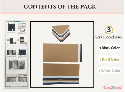 Craftreat - Scrapbook Blank Quick Folio - Wallet - Black, Kraft and White