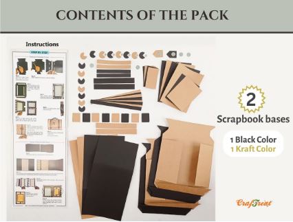 Craftreat - Scrapbook Blanks - Frame Accordion Suitcase - Black & Kraft Color