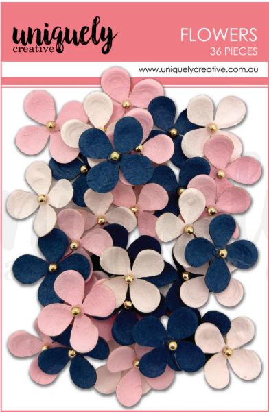 Uniquely Creative - Paper Layering Flowers - Blue and Blush