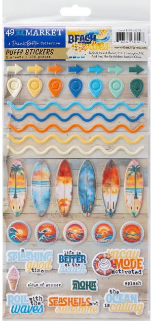 49 & Market - Beach Vibes - Puffy Stickers