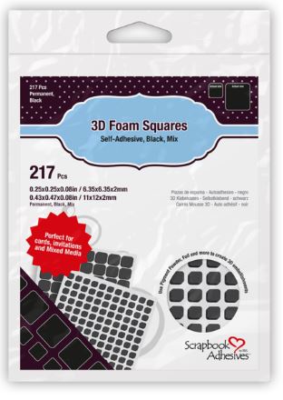 Scrapbook Adhesives - 3D Foam Squares - Black Mix