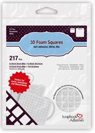 Scrapbook Adhesives - 3D Foam Squares - White Mix