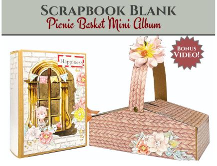 CrafTreat - Picnic Basket Mini Album DIY Scrapbook Blank - Kraft