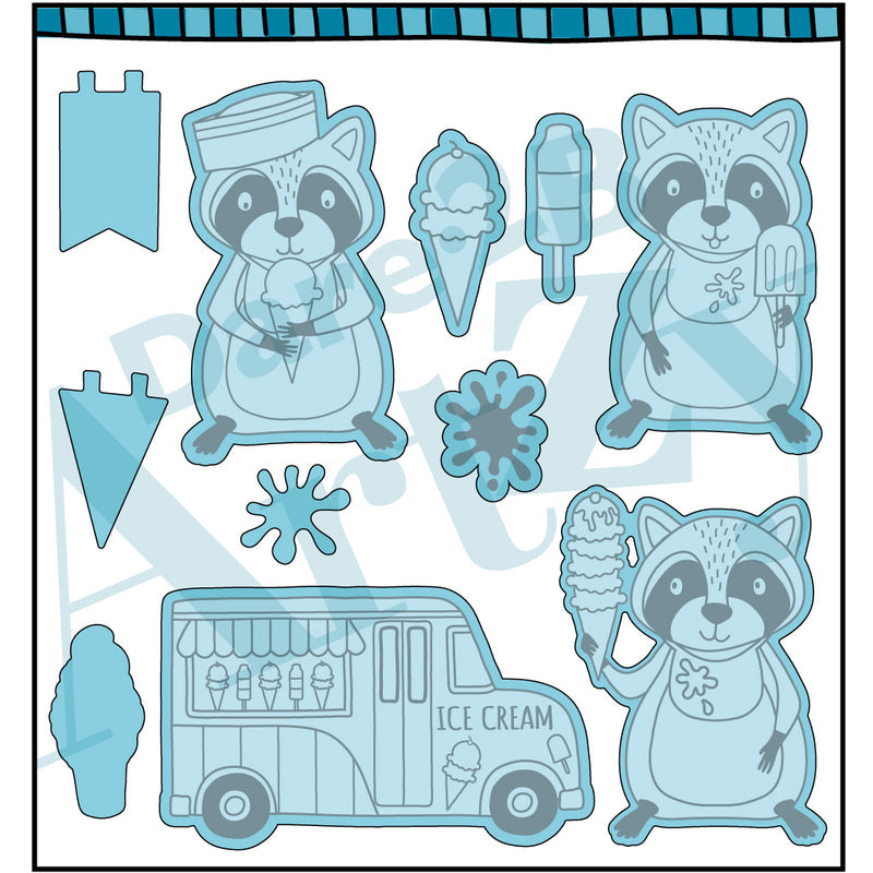 Dare 2B Artzy - Clear Stamps - Raccoon Party