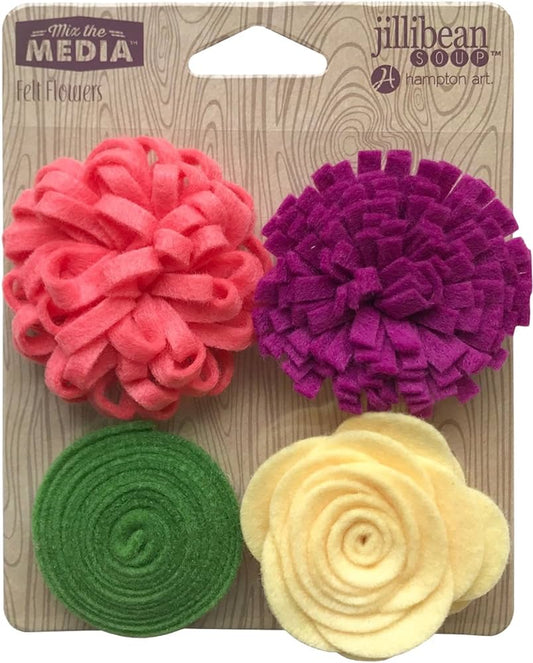 Hampton Art - Jillibean Soup Felt Flowers - Mixed Magenta