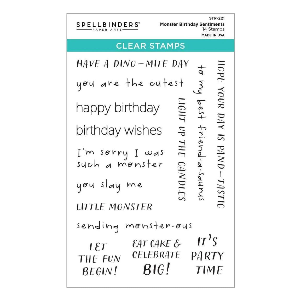 Spellbinders - Clear Stamps - Monster Birthday Sentiments