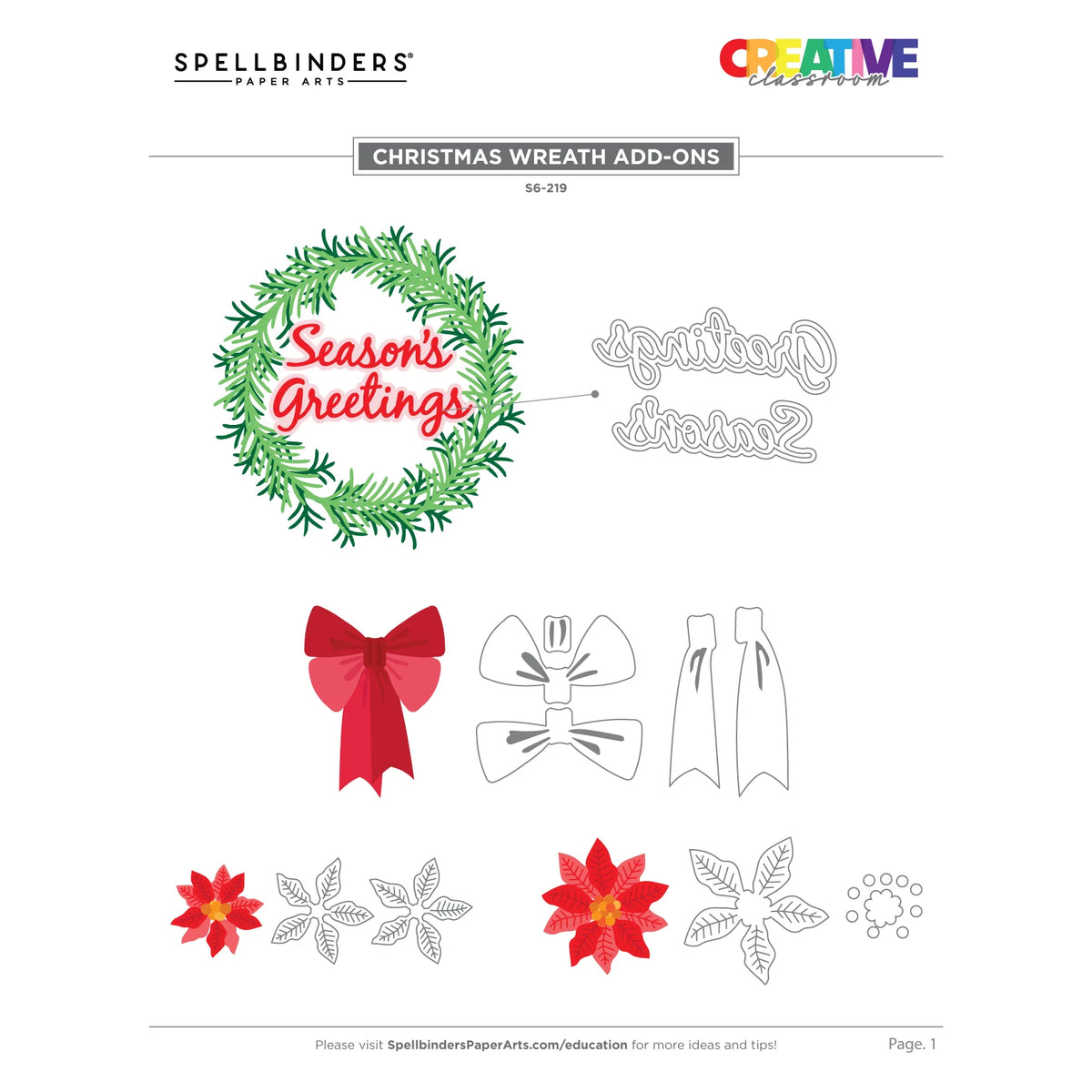 Spellbinders - Cutting Dies - Christmas Wreath Add-ons