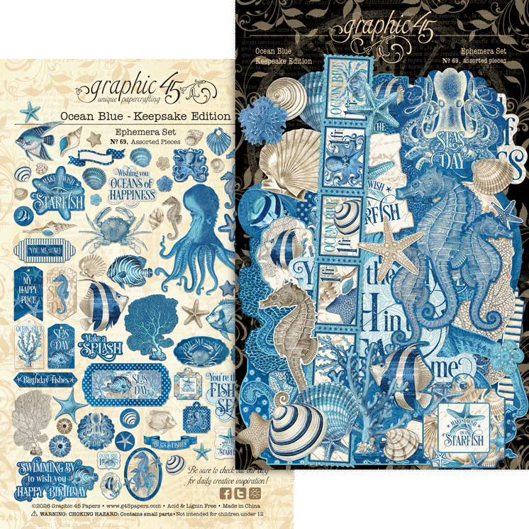 Graphic 45 - Keepsake Kit with Exclusive Metal Die-Set - Ocean Blue
