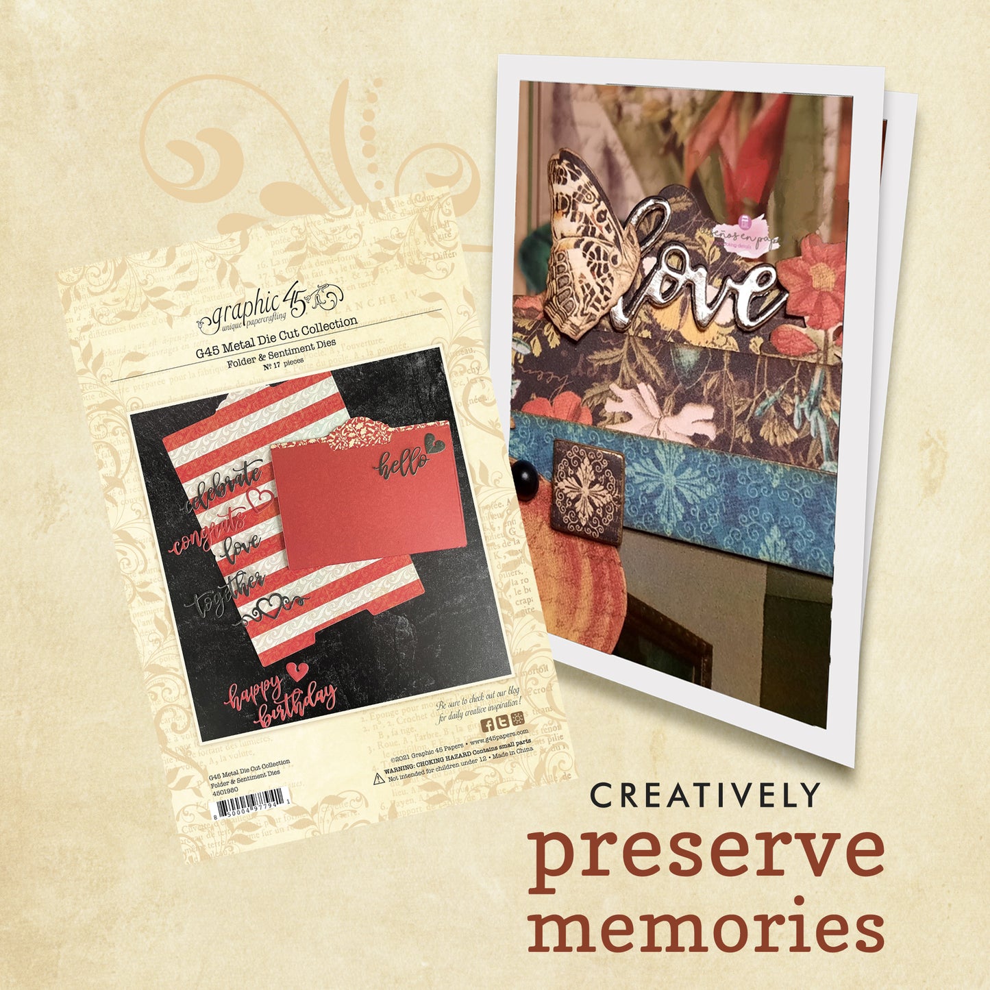 Graphic 45 - Die Set - Folder & Sentiment