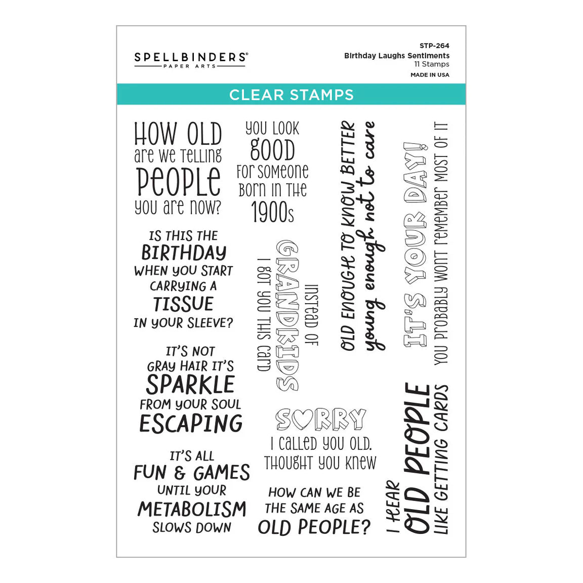 Spellbinders - Clear Stamps - Birthday Laughs Sentiments
