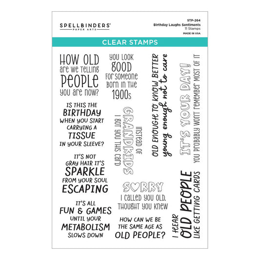Spellbinders - Clear Stamps - Birthday Laughs Sentiments