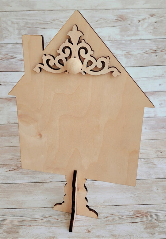 Clear Scraps - 3D Wood House Stand with Embellishment