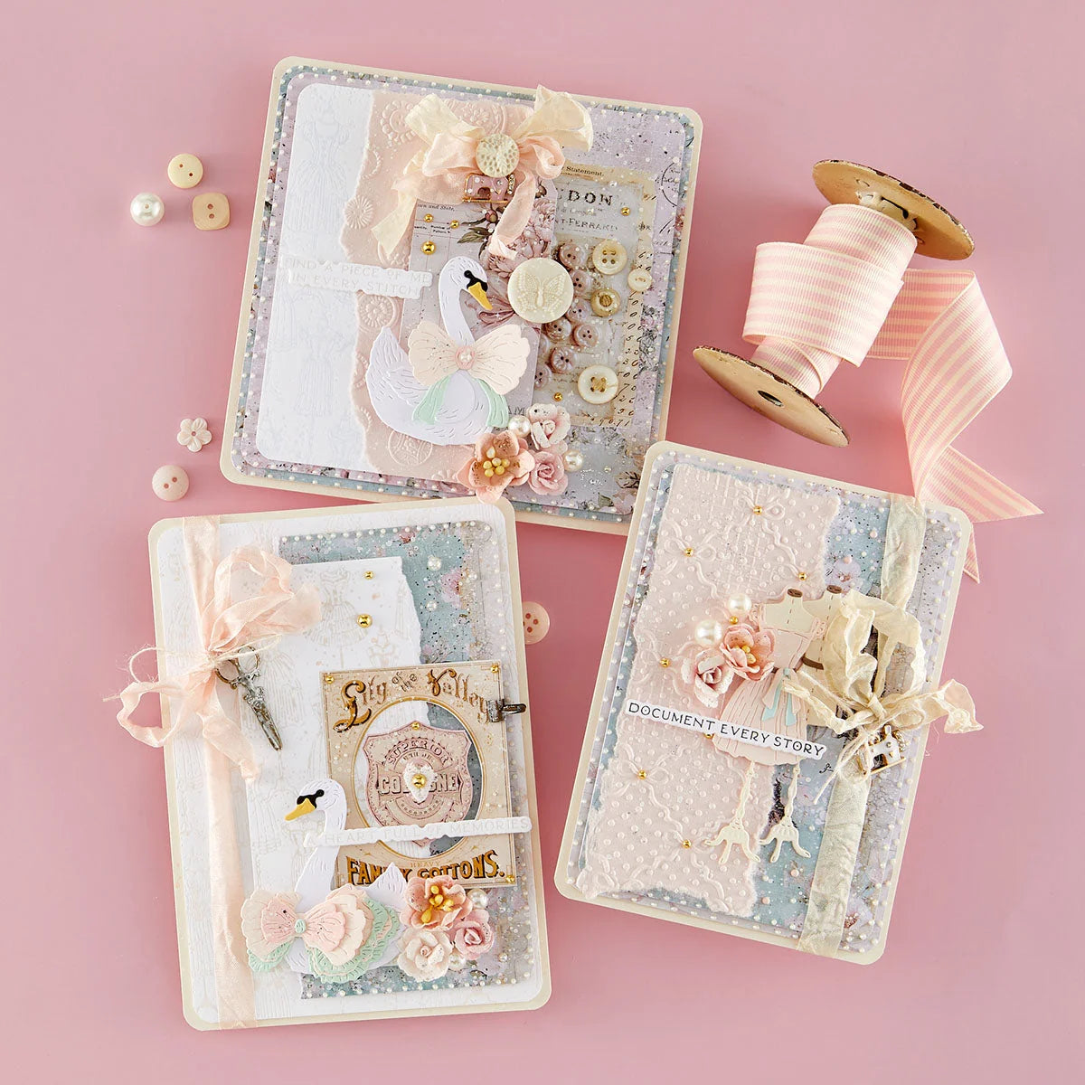 Spellbinders - 3D Embossing Folder - Ribbons & Seams