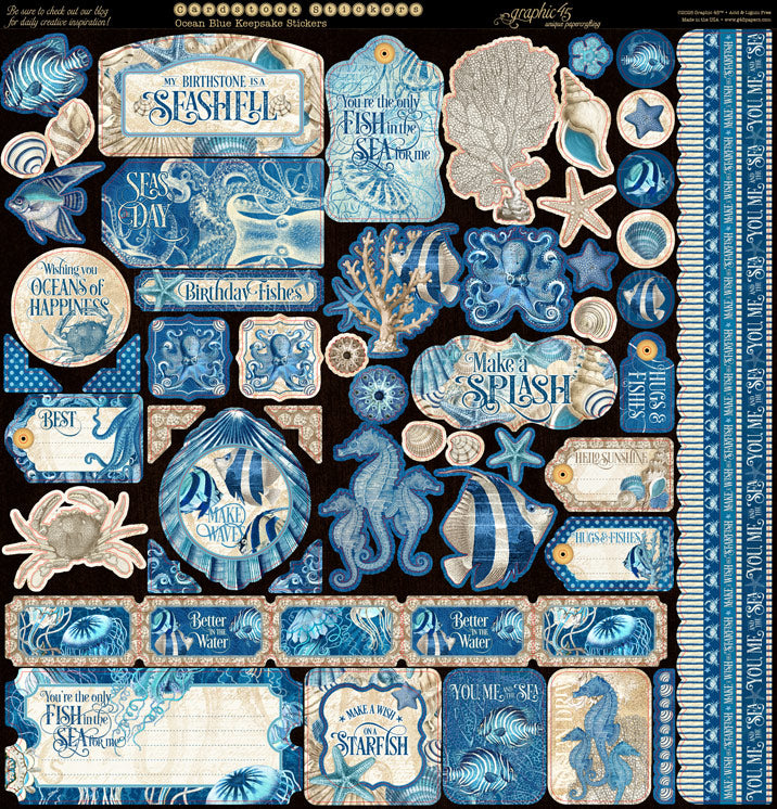 Graphic 45 - Keepsake Kit with Exclusive Metal Die-Set - Ocean Blue