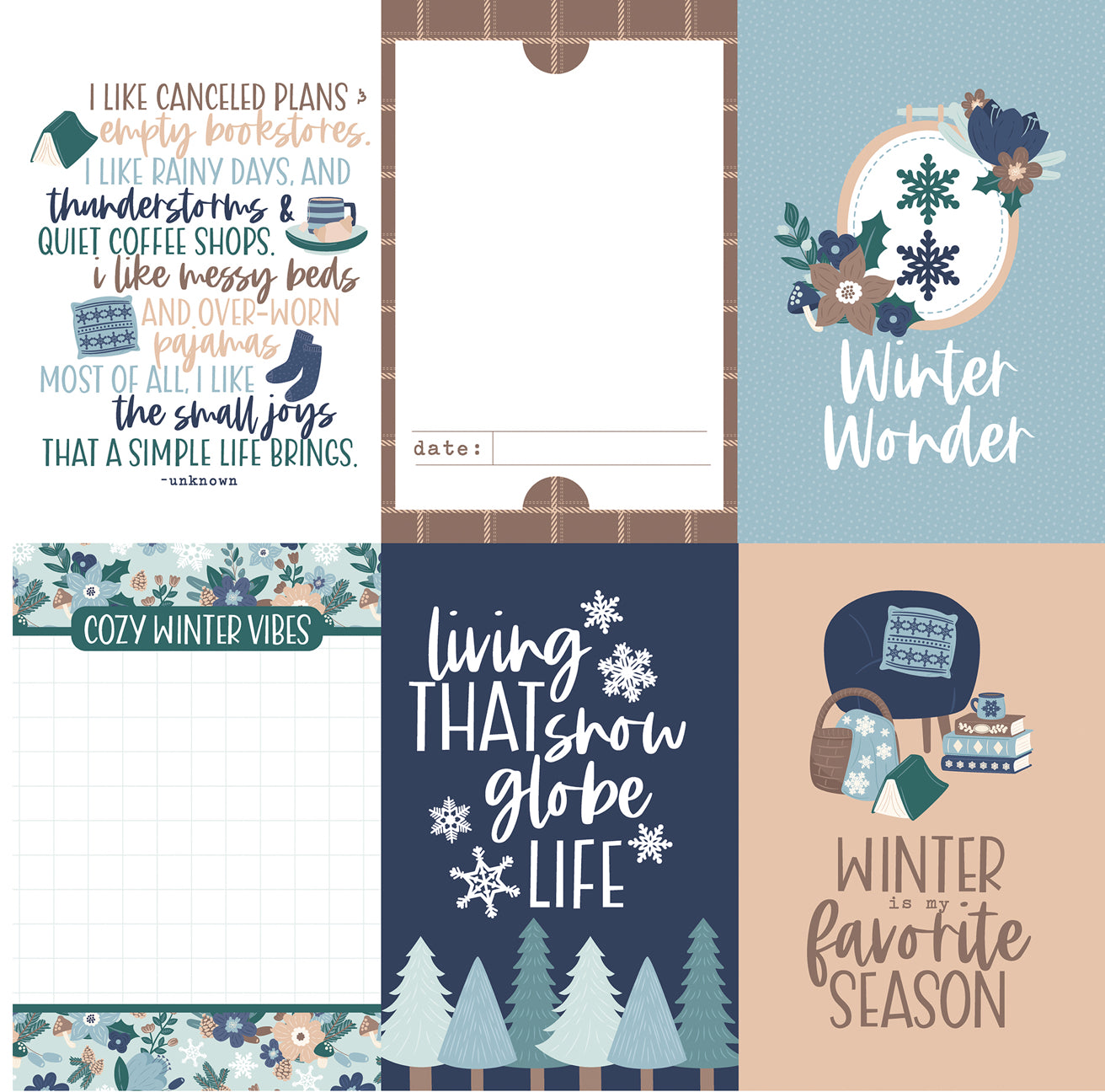 Echo Park - Snow Day - 4x6 Journaling Cards