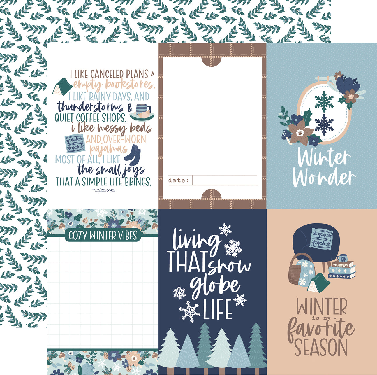 Echo Park - Snow Day - 4x6 Journaling Cards