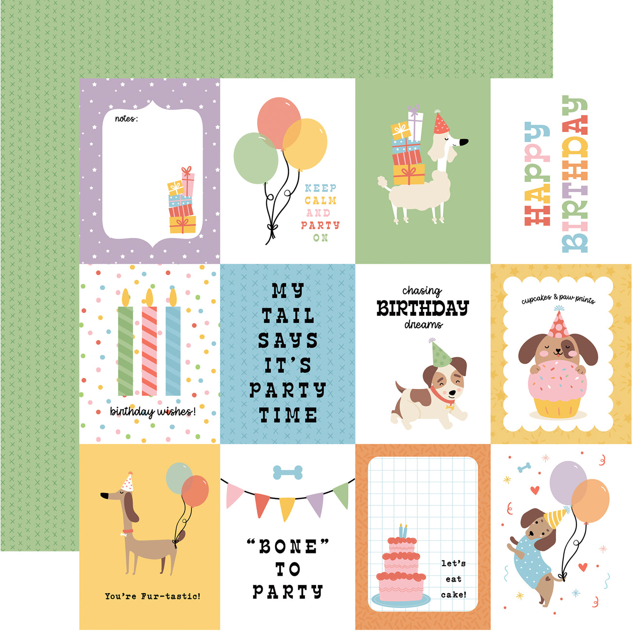 Echo Park - Party Animals - 3x4 Journaling Cards