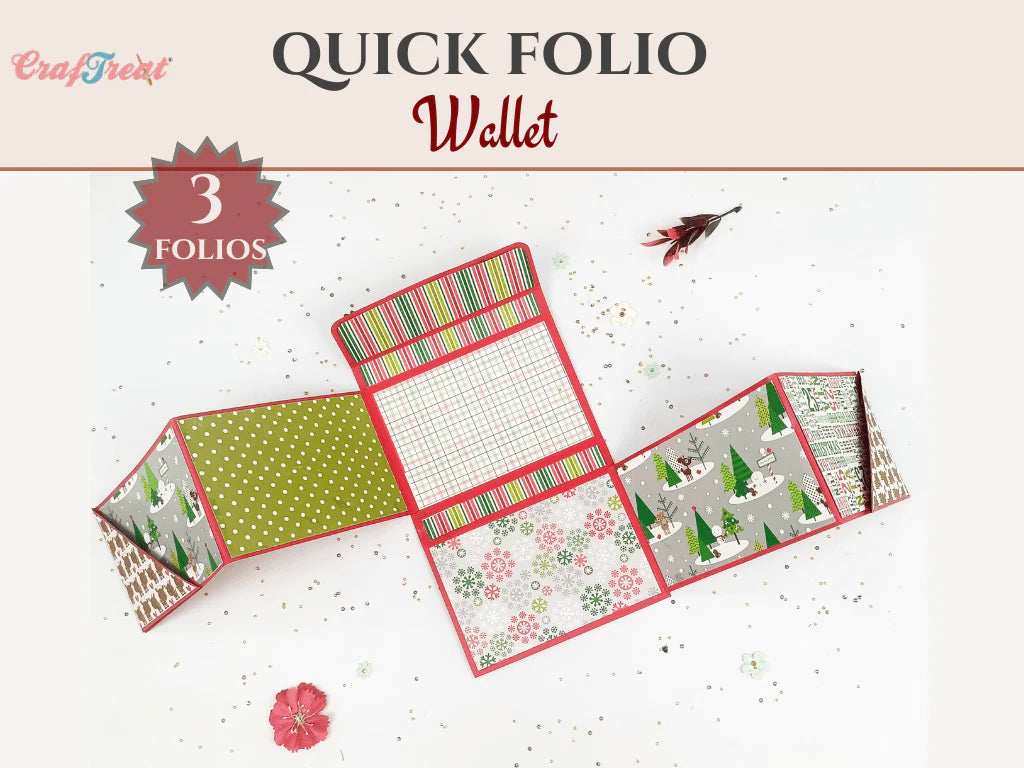 CrafTreat - Scrapbook Blank Quick Folio - Wallet - White, Red, and Green